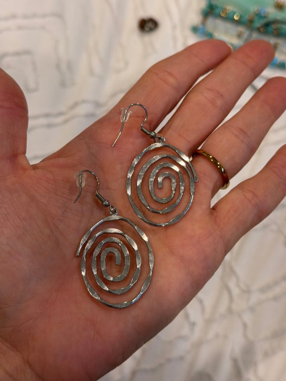 MALOYANVE Spiral Earrings Silver Plated Dangle Drop Statement